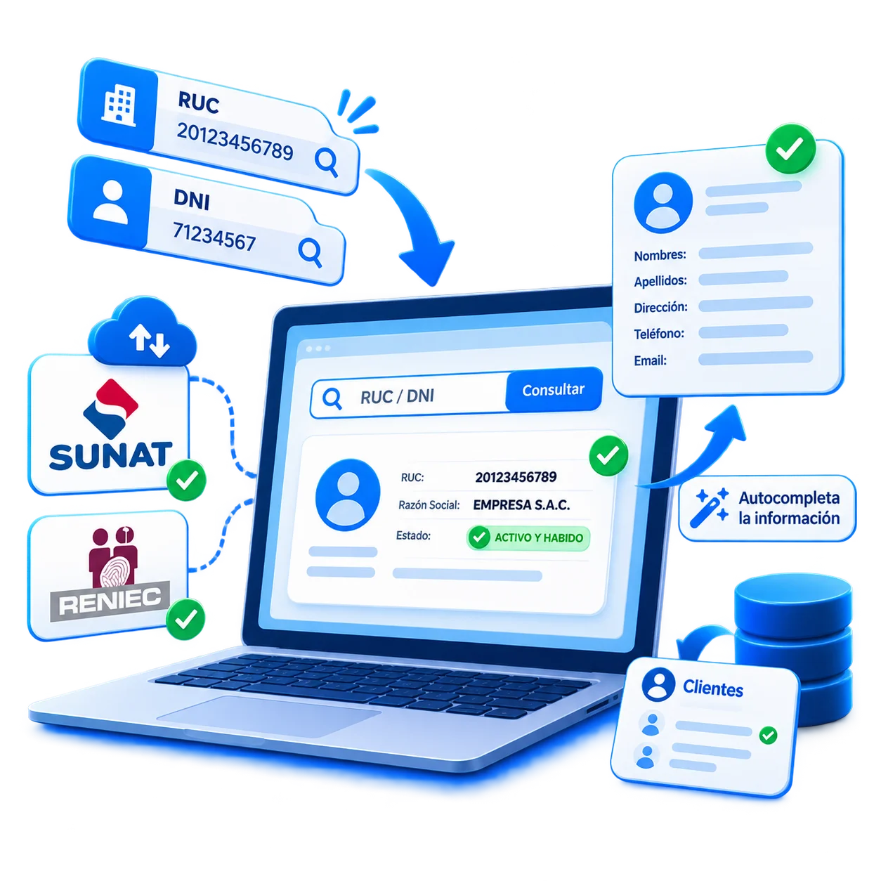 Consulta de RUC y DNI en tiempo real con SUNAT y RENIEC
